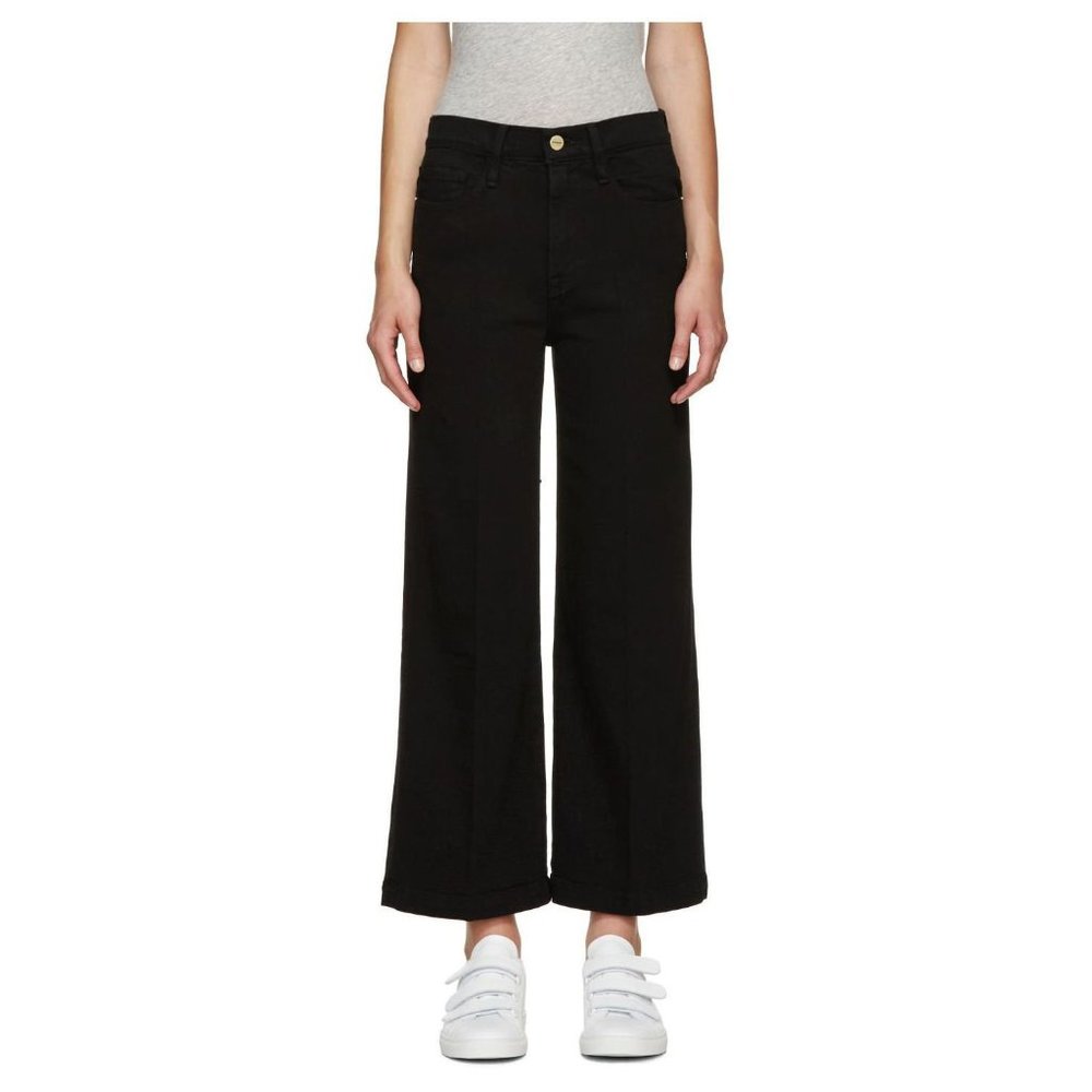 FRAME Denim Film Noir Black Le Capri Womens 25 Wide Leg Cropped Jeans NWT $245